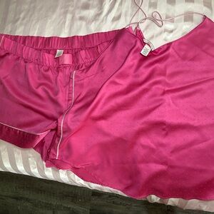 Pink Satin Victoria’s Secret Pajama set XL polka dot